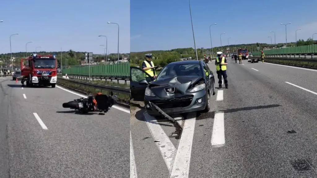 Wypadek na obwodnicy Elbląga. Motocyklista trafił do szpitala