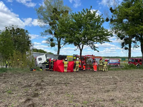 Śmiertelny wypadek na DW593 w okolicach Łęgna w gm. Dobre Miasto
