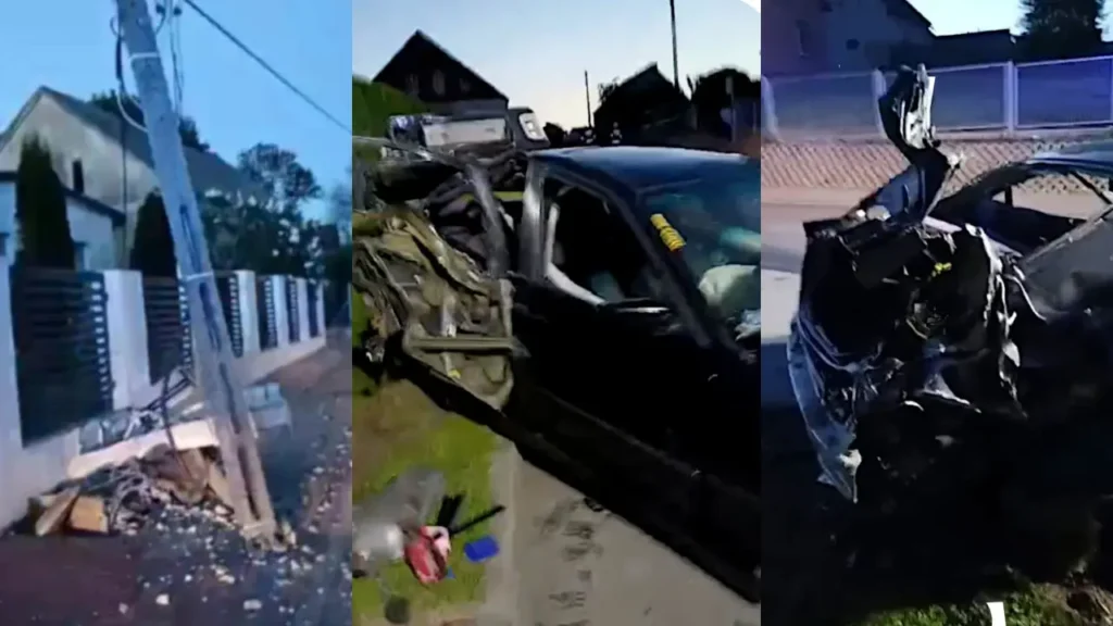 Groźny "rajd" 20-latka w BMW zakończony mandatem. Uszkodził słup, rozdzielnię i trzy posesje