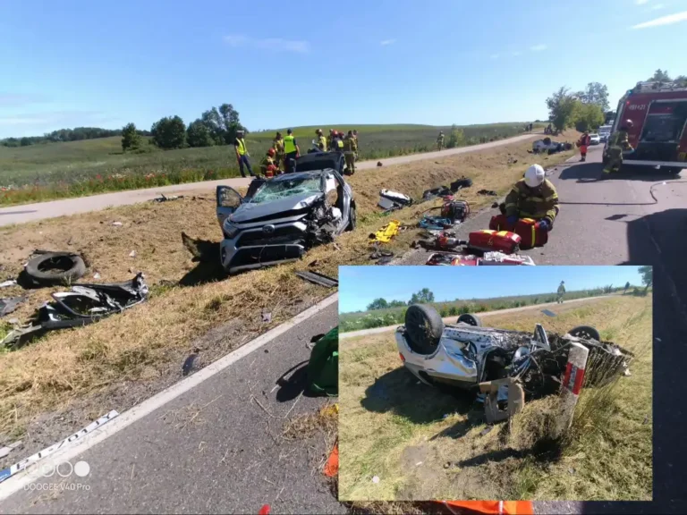 Poważny wypadek na DK16 w Probarku. Siedem osób rannych, w tym dzieci [Aktualizacja]