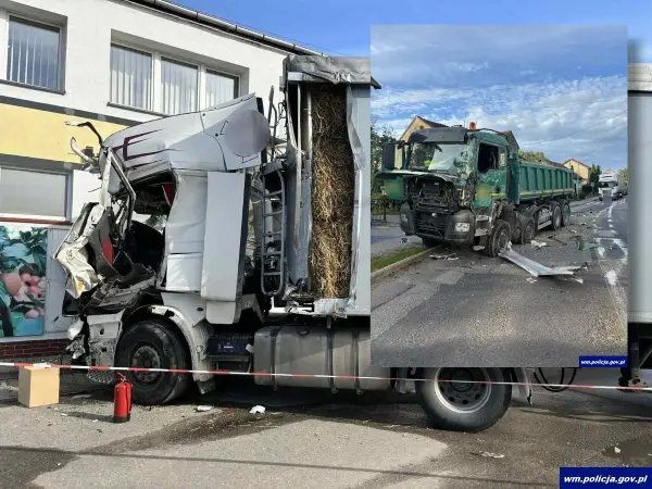 Wypadek na DK58. Ciężarówka uderzyła w budynek