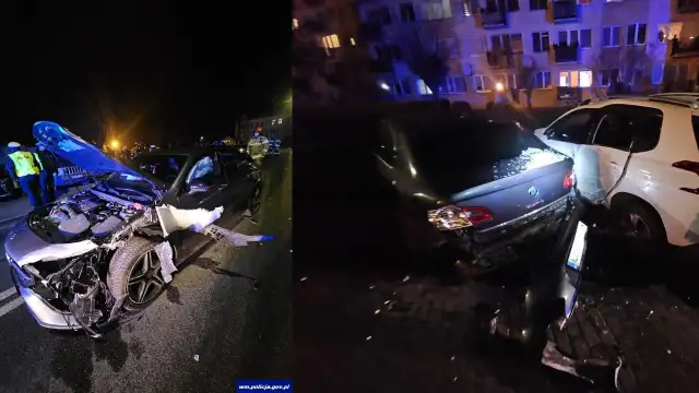 Nocny rajd 24-latka bez prawa jazdy. Skasował cztery zaparkowane auta i porzucił mercedesa!