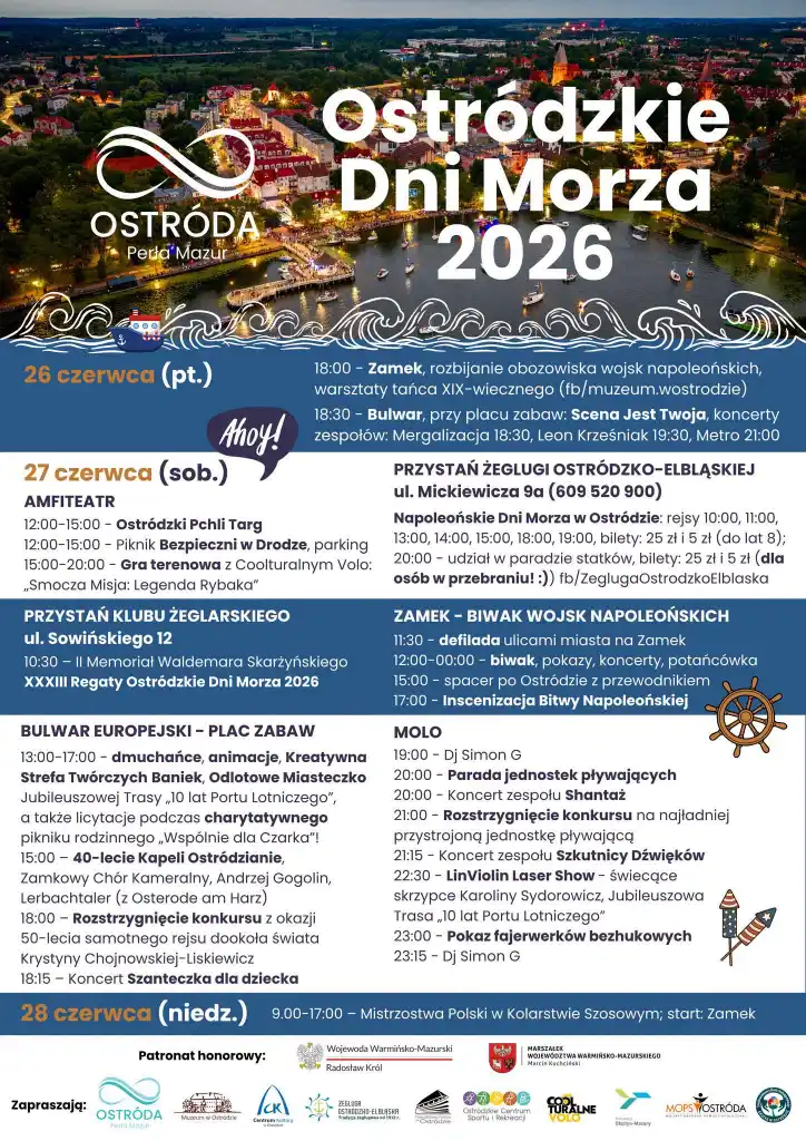 Wielkie Świętowanie w Perle Mazur: Ostródzkie Dni Morza 2026 nadchodzą! [PROGRAM]