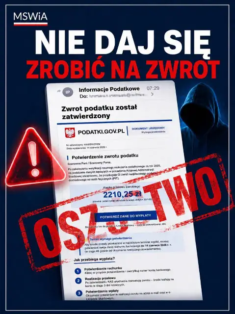 Uwaga na fałszywe zwroty podatków! Policja ostrzega przed bezwzględnym oszustwem