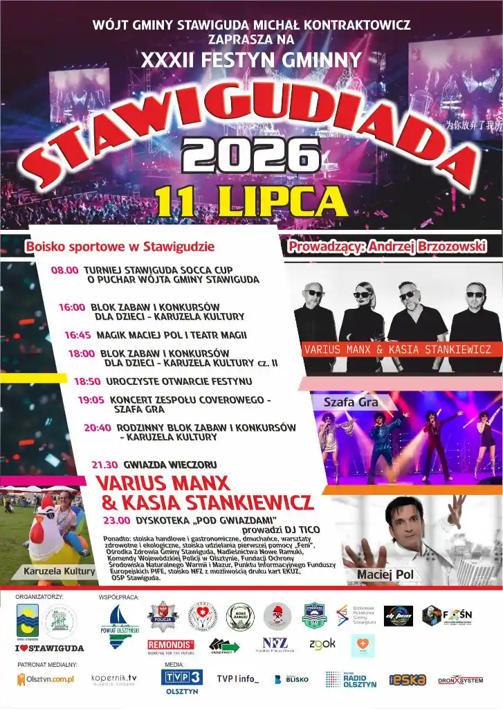 „Orła cień” wybrzmi w Stawigudzie. Legendarna grupa gwiazdą tegorocznego festynu „STAWIGUDIADA 2026”!